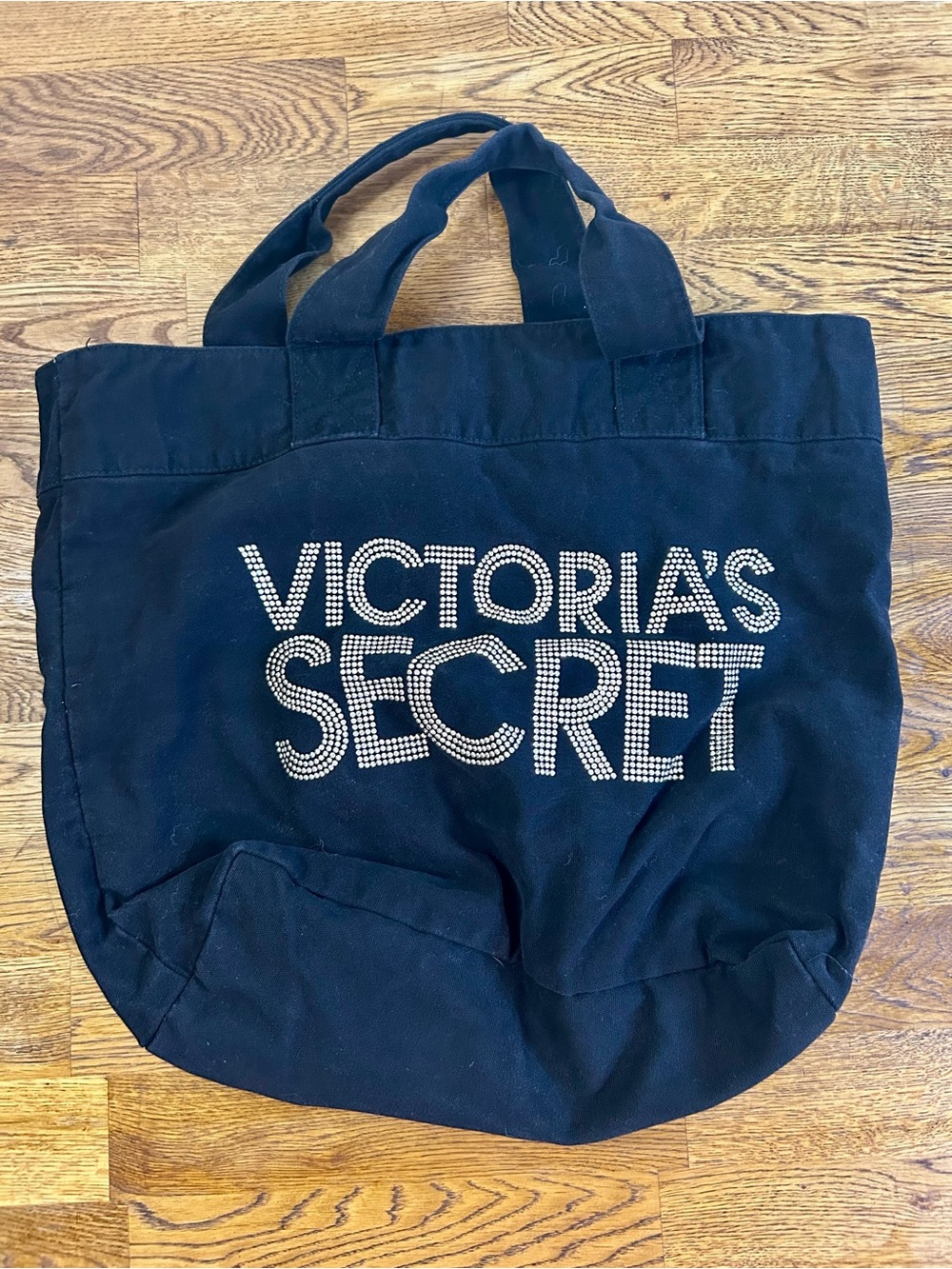 Victoria's Secret Black Canvas Tote with Rhinestone Logo